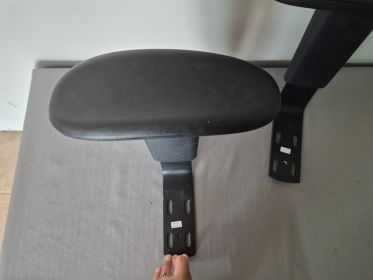 Pair of Office Chair Armrests — Black Padded, Adjustable Metal Brackets