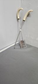 Pair of Bone-Handle BBQ / Braai Tools — Stainless Hook & Slotted Scoop
