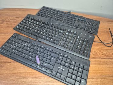 Three PC Keyboards — Dell USB, Volkano and PS/2
