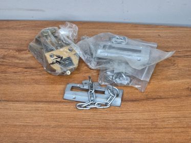 Door Security Chain Guards ×4 plus Brass Rim Night Latch