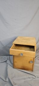Vintage Pine Wall Cabinet — Drop-Front Door & Side Drawer
