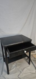 Black Bedside Cabinet / Side Table with Door & Open Shelf