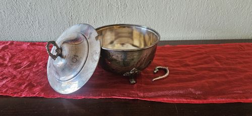 Silver-Plated Footed Lidded Bowl / Sugar Tureen — Vintage