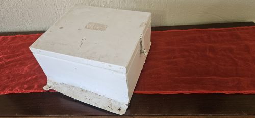 Vintage White-Painted Metal Hinged Storage Box