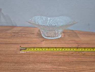 Textured Glass Bowl — Branch Pattern, approx 22cm