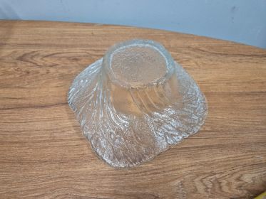 Textured Glass Bowl — Branch Pattern, approx 22cm