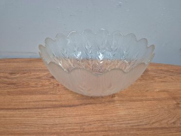 Scalloped Glass Fruit Bowl — Wheat Pattern, approx 28cm