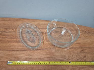 Cut-Glass Oval Dish and Plain Glass Serving Bowl