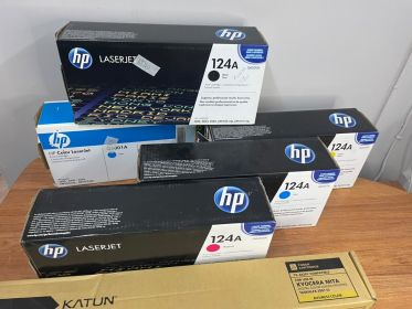 Empty Printer Toner Cartridges for Refilling — HP 124A Set + Kyocera TK-8325Y