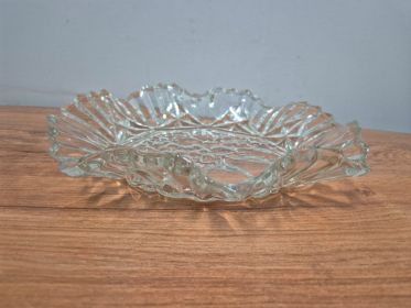 Pressed Glass Serving Plate — Grape & Starburst, approx 24cm