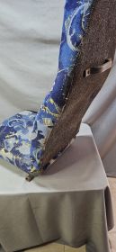 Single Car Seat — 1990s Blue & Gold Abstract Fabric, High-Back