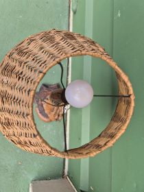 Driftwood Table Lamp with Woven Wicker Shade