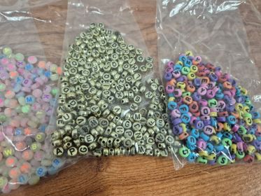 Alphabet Letter Beads — Four Bags plus Elastic Cord