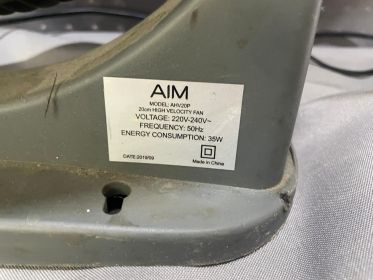 AIM AHV20P 20cm High-Velocity Fan — 220–240V