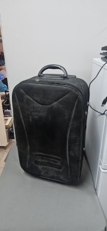 Black Wheeled Soft-Shell Suitcase (Large, Backing Torn)