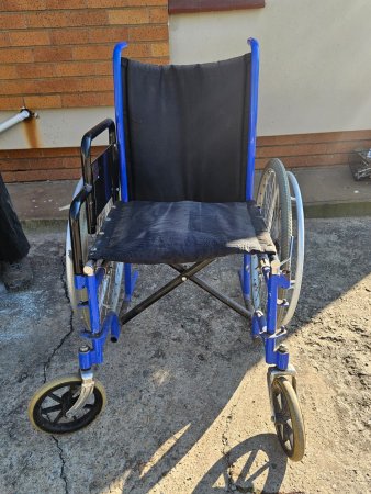 Folding Manual Wheelchair — Blue Frame