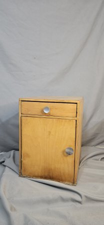 Vintage Pine Wall Cabinet — Drop-Front Door & Side Drawer