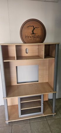 Wooden TV / Media Stand with Glass-Door Cabinet