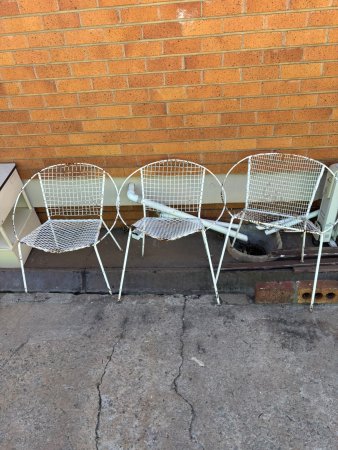 Set of 3 Vintage Wrought Iron Hoop-Back Patio Chairs