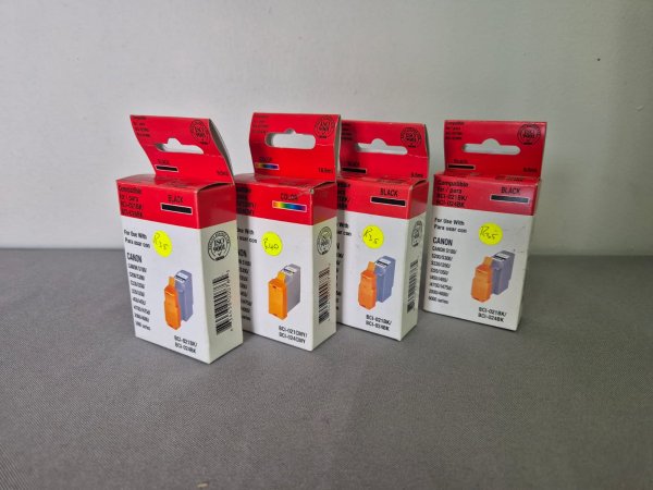 Canon-Compatible Ink Cartridges ×4 — 3× Black + 1× Colour (BCI-021/024)