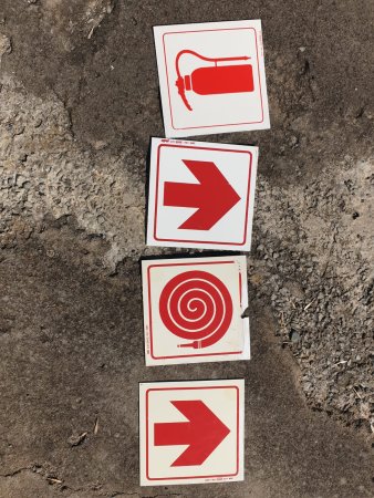 Set of 4 SA Fire-Safety Signs — Extinguisher, Hose Reel & Arrows