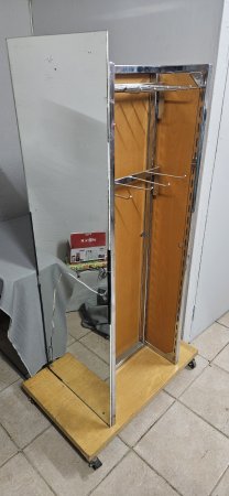 Retail Display Stand with Hook Arms & Mirror (Castor Base)