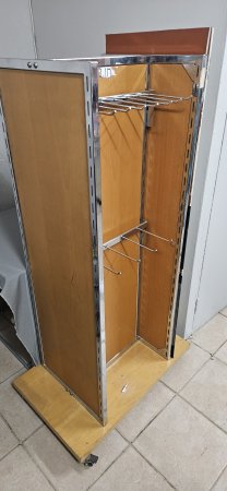 Retail Display Stand with Hook Arms & Mirror (Castor Base)