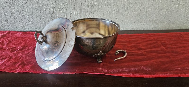 Silver-Plated Footed Lidded Bowl / Sugar Tureen — Vintage