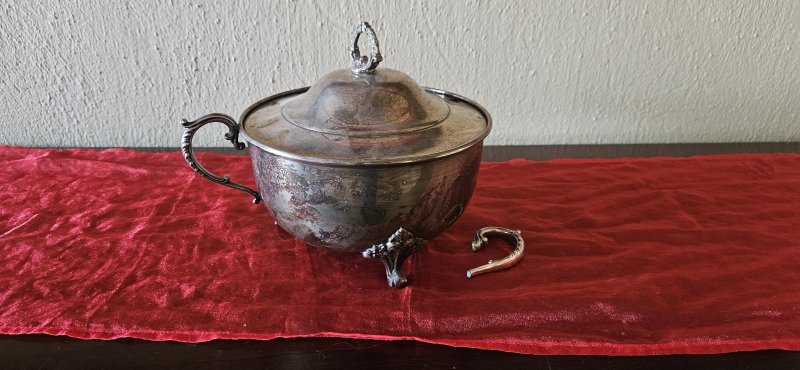 Silver-Plated Footed Lidded Bowl / Sugar Tureen — Vintage