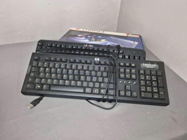 3 × USB Computer Keyboards — LEXMA, HP & Boxed Compaq Internet Keyboard