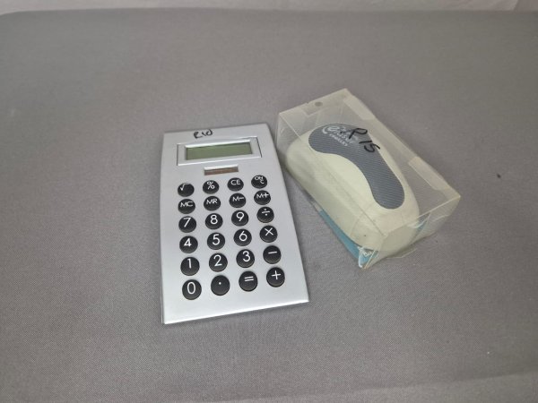 Dual-Power Pocket Calculator + Whiteboard Eraser