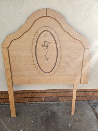 Single Bed Headboard — Limed Oak Finish with Carved Lily