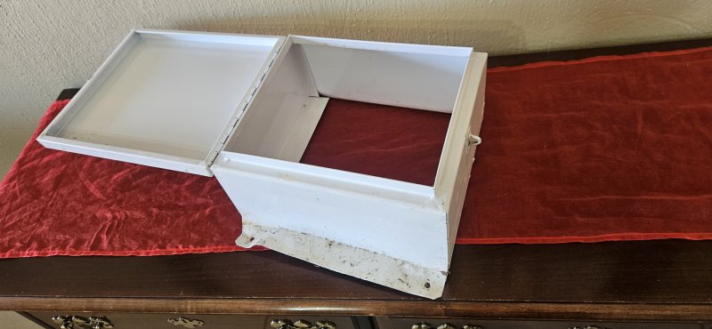 Vintage White-Painted Metal Hinged Storage Box