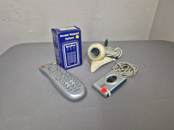 Retro PC & Media Accessories Bundle — Keypad, Remote, 2 Webcams, TV Keyboard & Cables