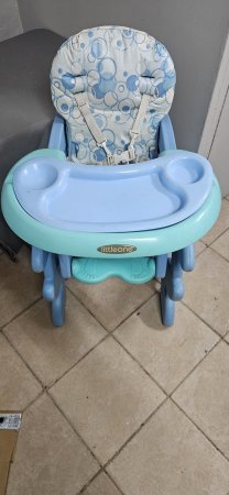 Little One Baby High Chair with Double Tray & Harness