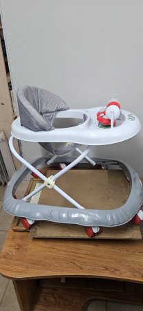 Baby Walker — Grey & White with Activity Tray