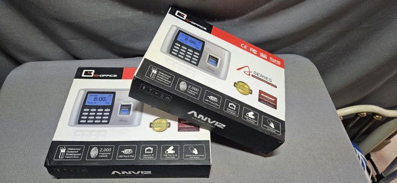 Pair of Anviz Bio-Office Fingerprint Time Clocks — A-Series