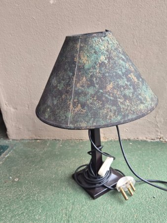 Table / Bedside Lamp — Verdigris Metal Shade
