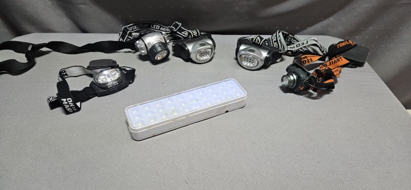 Set of LED Head Torches + Rechargeable Emergency Light