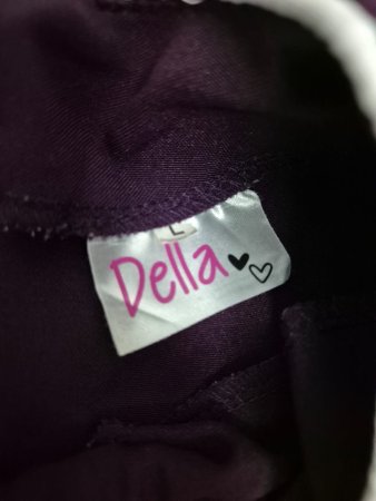 Della Two-Piece Uniform / Scrub Set — Aubergine with White Piping, Size L