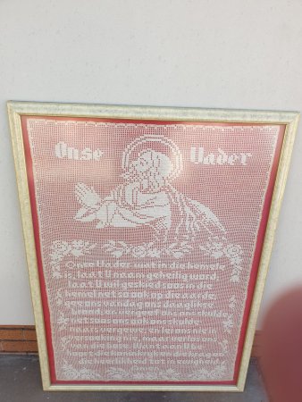 Framed "Onse Vader" Filet Crochet Panel — Afrikaans Lord's Prayer