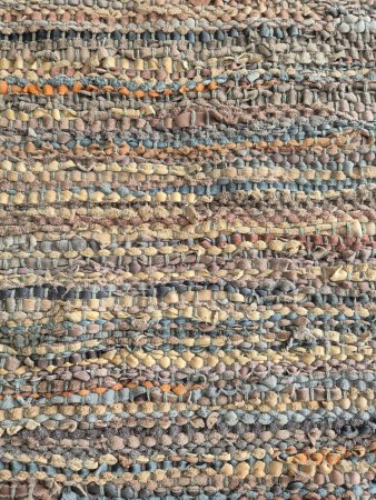 Large Handwoven Multicolour Rag Rug with Tasselled Fringe