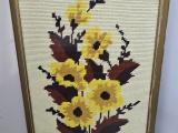Set of 3 Framed Vintage Needlepoint Tapestries — Cottage, Macaw & Floral - Image 2