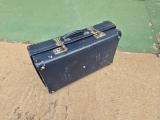 Vintage Navy Hard-Shell Suitcase — Retro Hostel Markings - Image 1