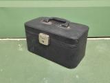 Vintage Black Vanity / Train Case — Red Satin Lined - Image 1