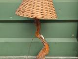 Driftwood Table Lamp with Woven Wicker Shade - Image 3