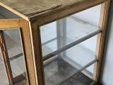 Vintage Wooden-Framed Glass Display Cabinet — Honey-Tone Timber, Glass Shelves - Image 1