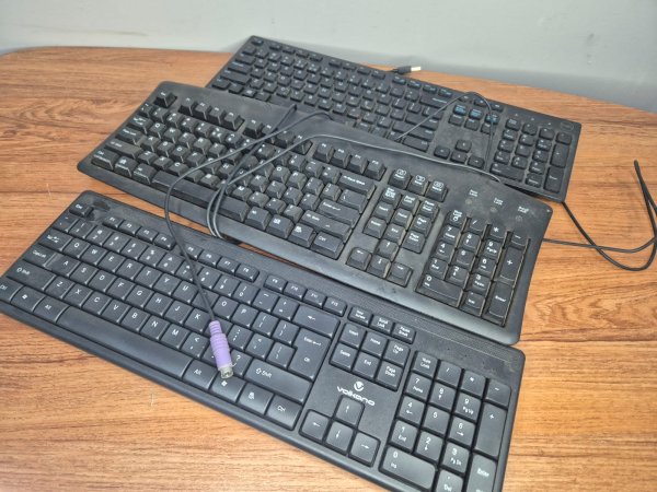 Three PC Keyboards — Dell USB, Volkano and PS/2