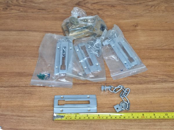 Door Security Chain Guards ×4 plus Brass Rim Night Latch