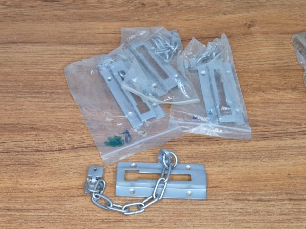 Door Security Chain Guards ×4 plus Brass Rim Night Latch
